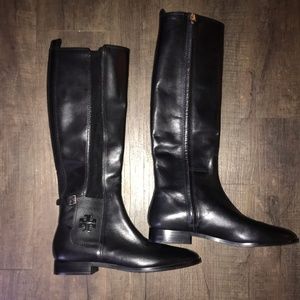 Tory Burch Black Leather Riding Boots